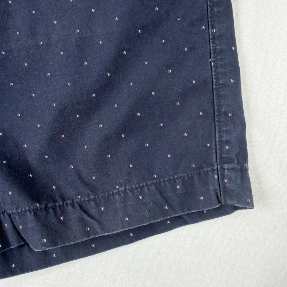 Banana Republic Men's Chino Shorts Size 32 Navy Dot Print Flat Front Cotton